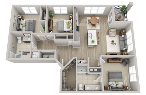 a 1 bedroom floor plan  395